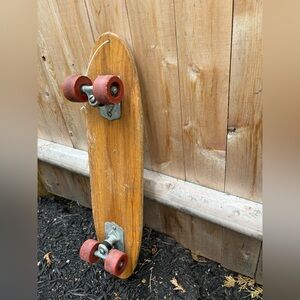 1960s Vintage Skateboard Prototype Wooden With Metal and Rubber Wheels
